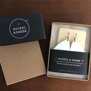 Nickel & Suede Leather Teardrop Earrings